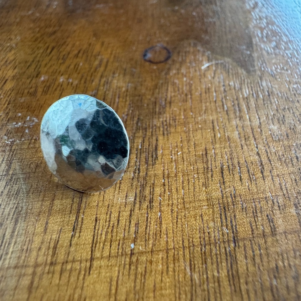 Silver Hammered post Earring - one